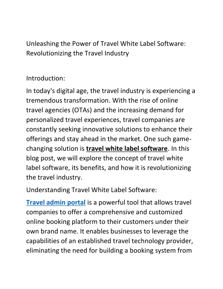 unleashing the power of travel white label