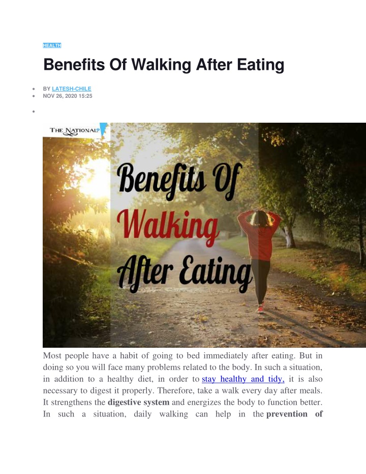 health benefits of walking after eating