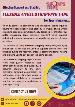 Effective Support and Stability Flexible Angle Strapping Tape for Sports Injuries