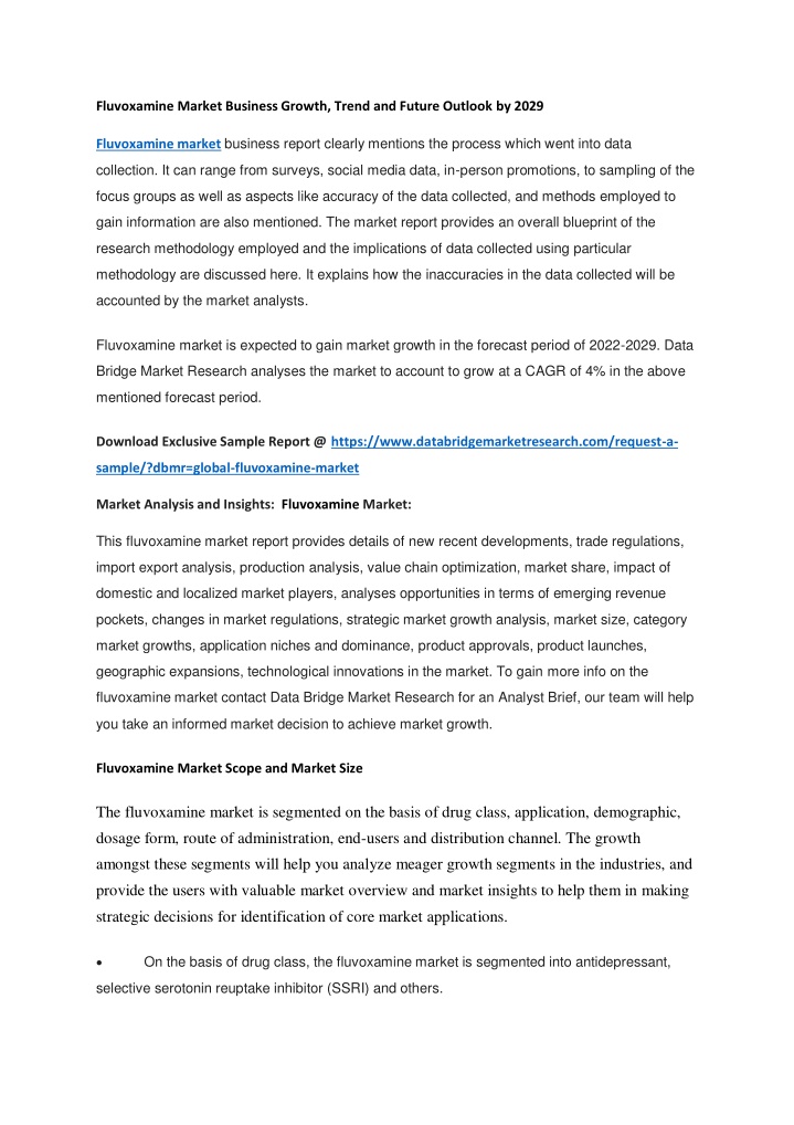 fluvoxamine market business growth trend