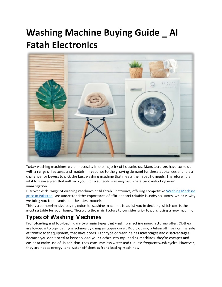 washing machine buying guide al fatah electronics