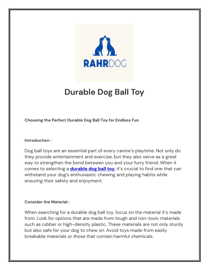 durable dog ball toy