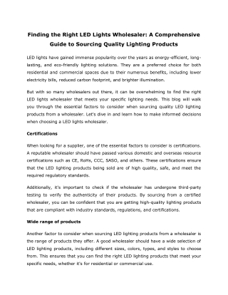 Finding the Right LED Lights Wholesaler