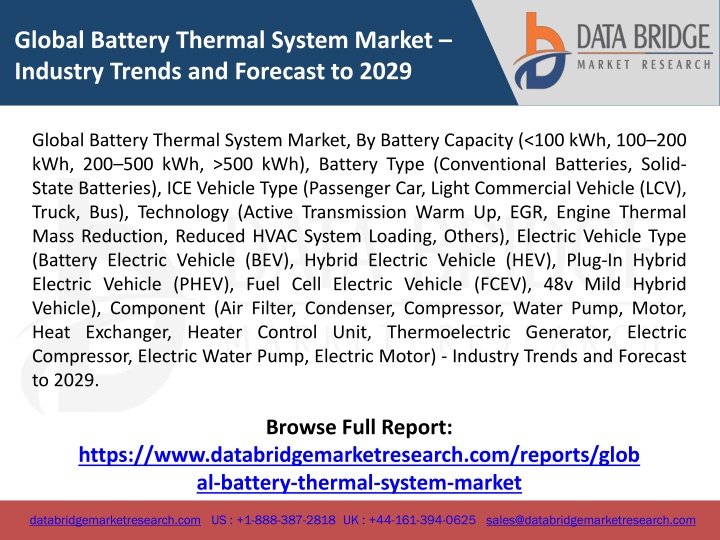 global battery thermal system market industry