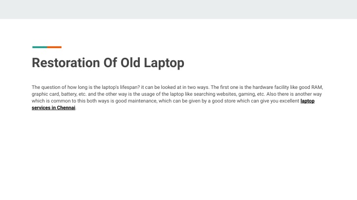 restoration of old laptop