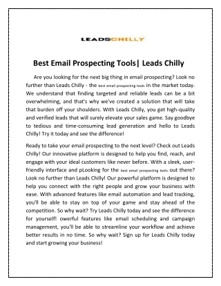 best email prospecting tools leads chilly