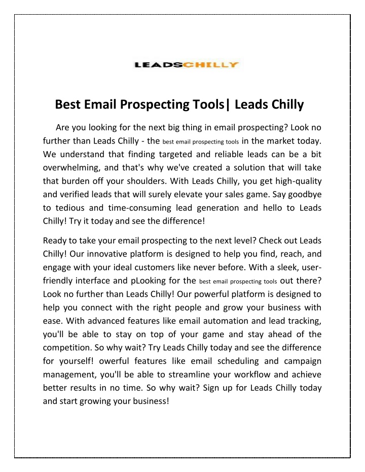 best email prospecting tools leads chilly