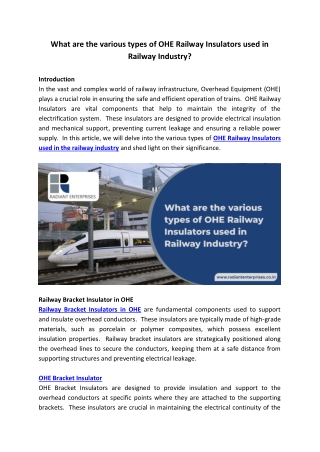 what are the various types of ohe railway