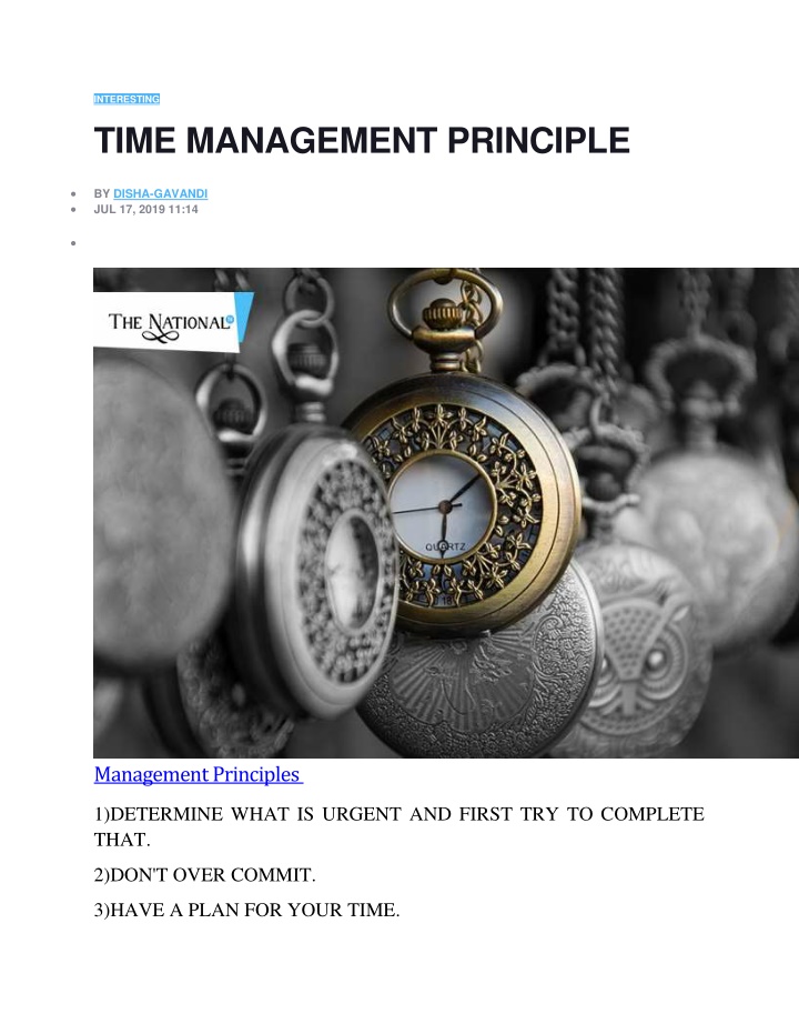 interesting time management principle