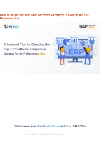 How to select the best ERP Software Company in Gujarat for SAP Business One?