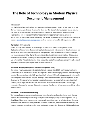 The Role of Technology in Modern Physical Document Management