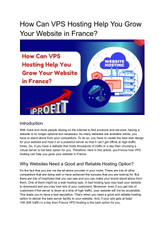 How VPS Hosting Can Help You Grow Your Website in France