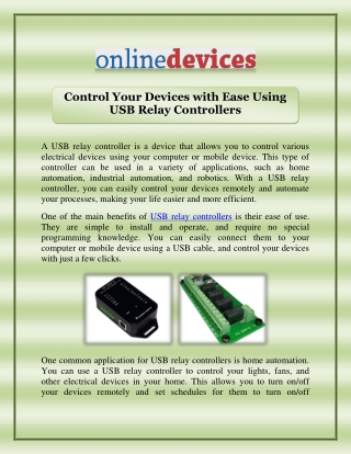 Control Your Devices with Ease Using USB Relay Controllers