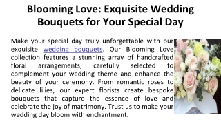 Blooming Love: Exquisite Wedding Bouquets for Your Special Day