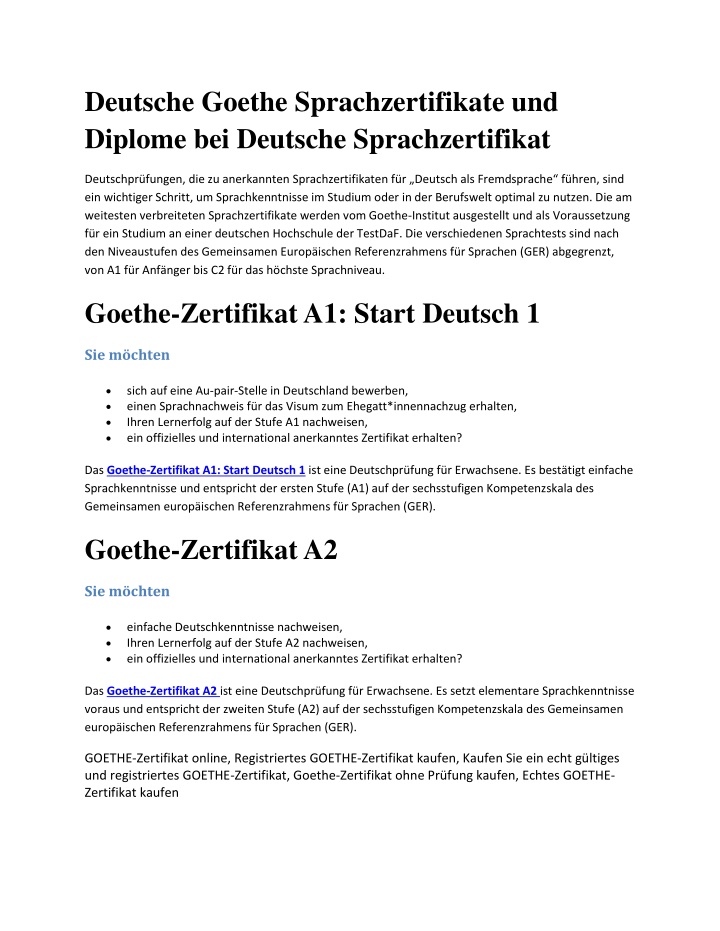 deutsche goethe sprachzertifikate und diplome
