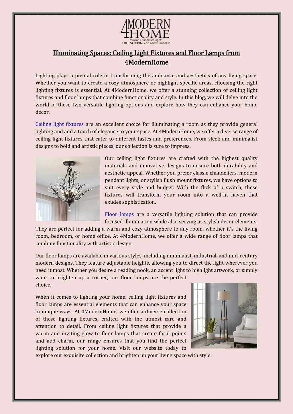 PPT - Illuminating Spaces Ceiling Light Fixtures and Floor Lamps from ...