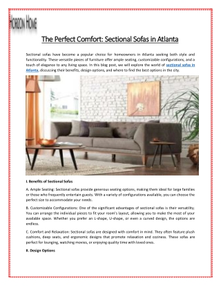 The Perfect Comfort: Sectional Sofas in Atlanta