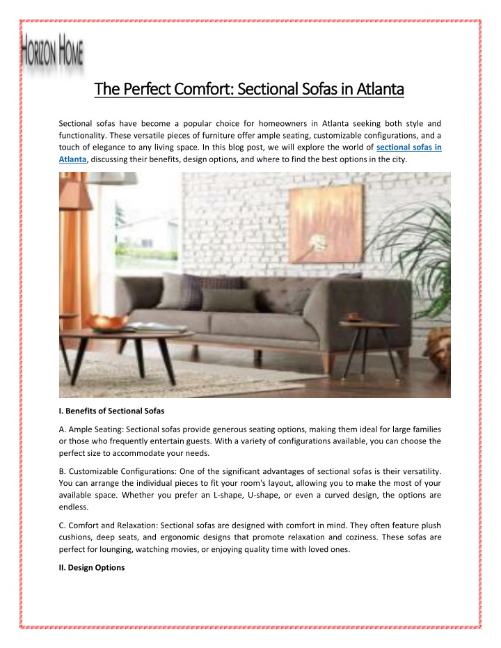 the perfect comfort sectional sofas in atlanta