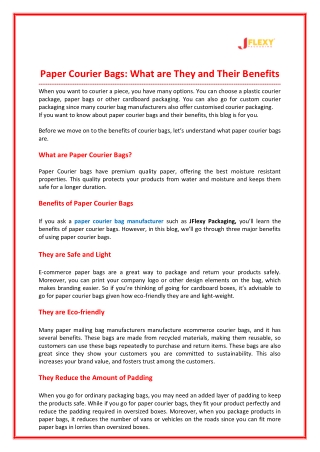 Paper Courier Bags: What are They and Their Benefits