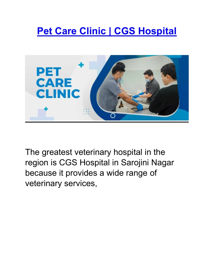 pet care clinic cgs hospital