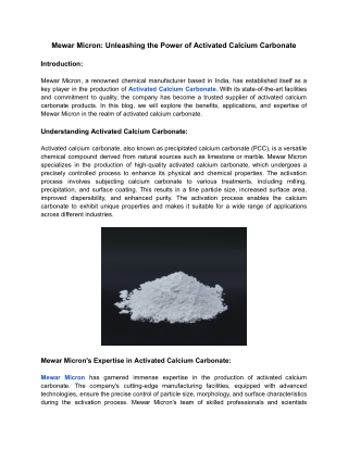 mewar micron unleashing the power of activated