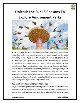 Unleash the Fun 6 Reasons To Explore Amusement Parks