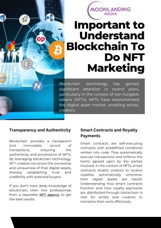 Important to Understand Blockchain To Do NFT Marketing