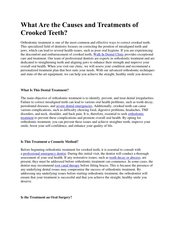 what are the causes and treatments of crooked