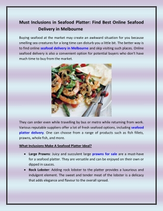 Must Inclusions in Seafood Platter Find Best Online Seafood Delivery in Melbourne