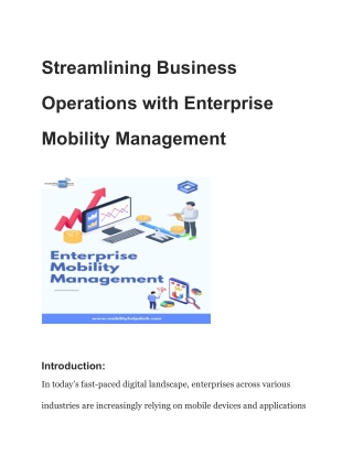 Streamlining Business Operations with Enterprise Mobility Management