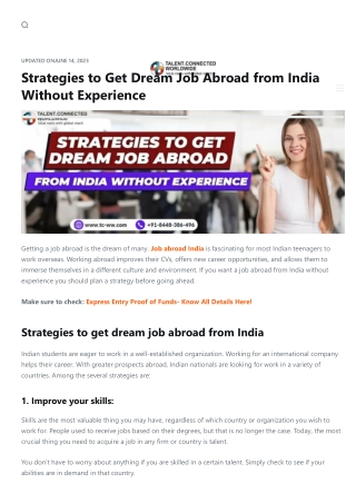 Strategies to Get Dream Job Abroad from India Without Experience