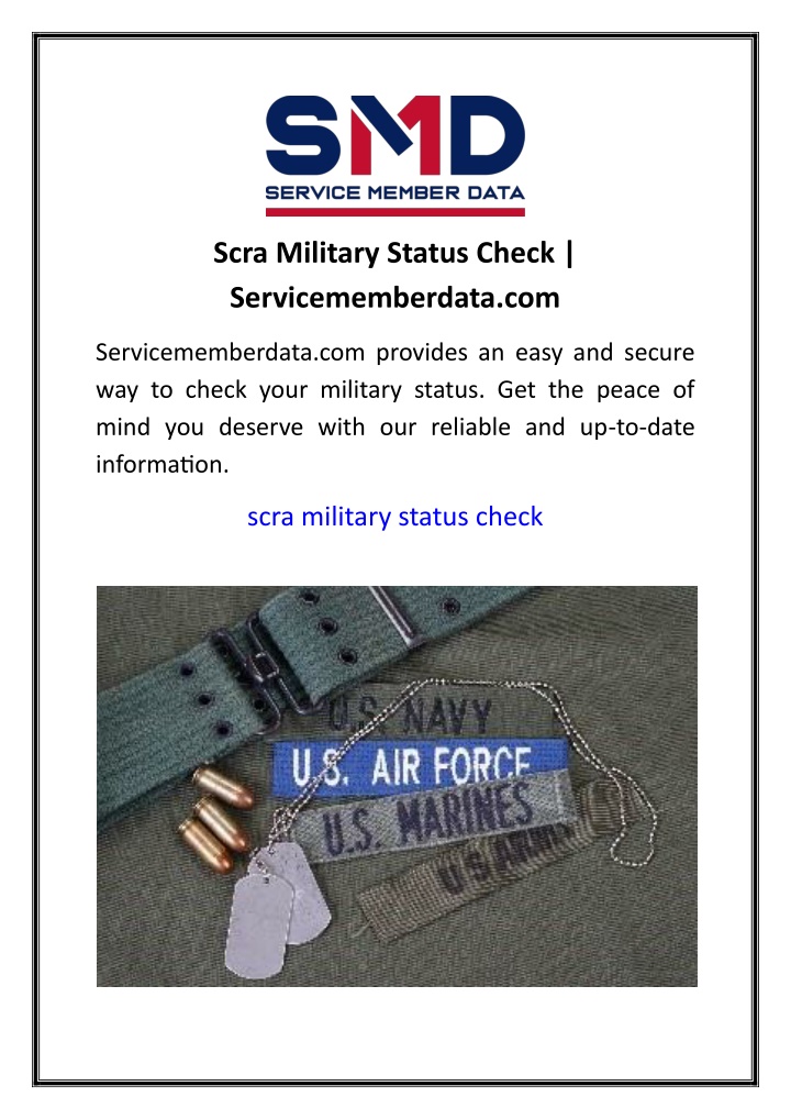 scra military status check servicememberdata com