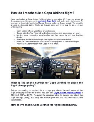 How do I reschedule a Copa Airlines flight