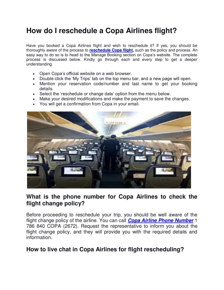how do i reschedule a copa airlines flight have