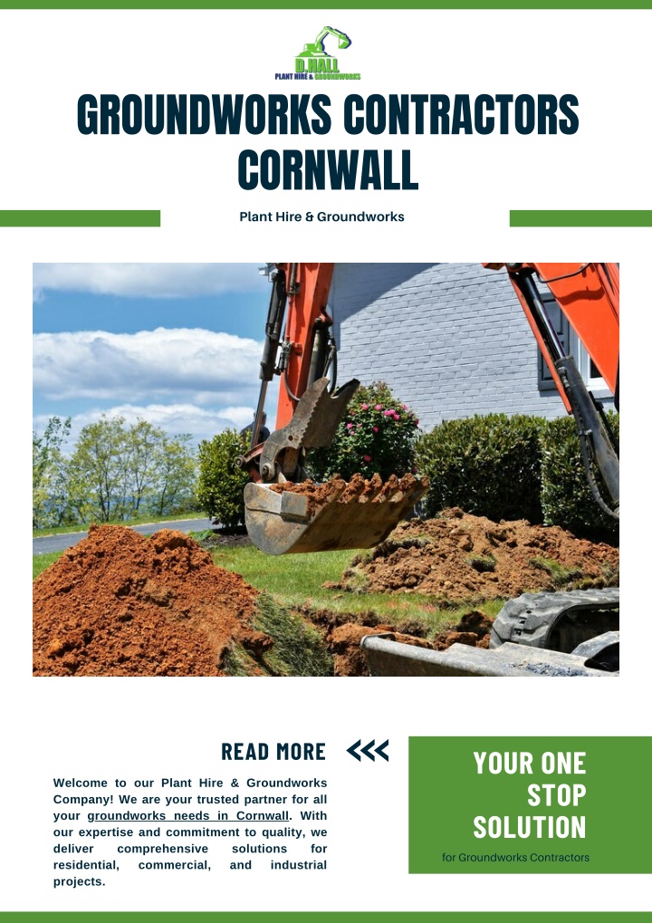 groundworks contractors cornwall plant hire