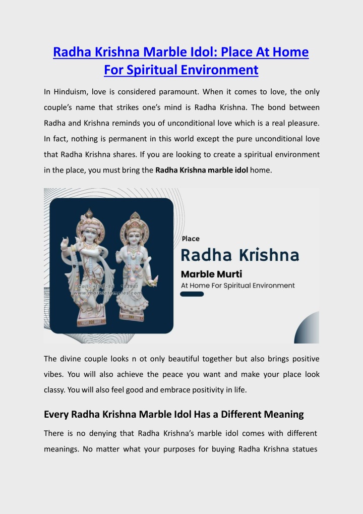 radha krishna marble idol place at home for spiritual environment