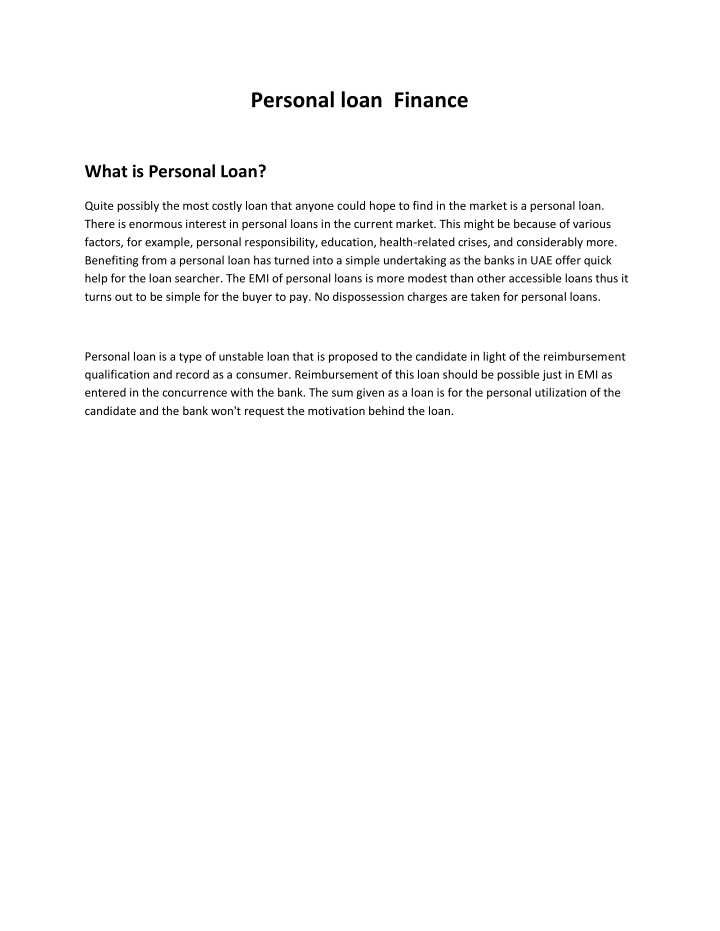 personal loan finance