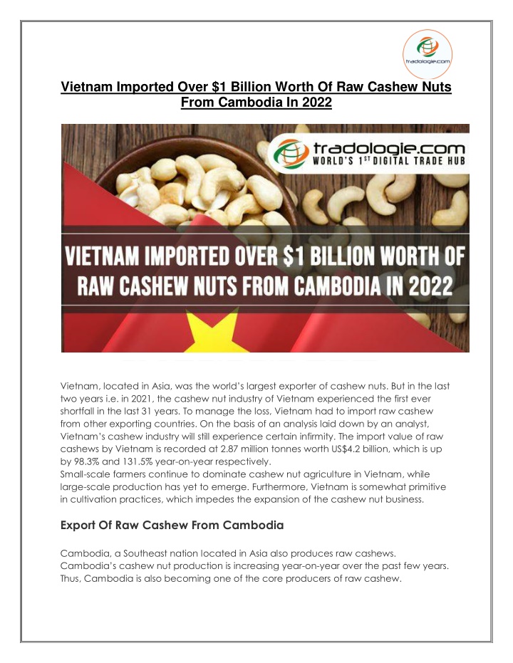 vietnam imported over 1 billion worth