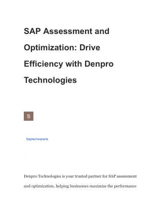 SAP Assessment and Optimization_ Drive Efficiency with Denpro Technologies