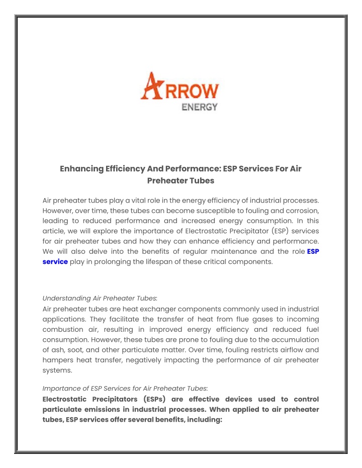 enhancing efficiency and performance esp services
