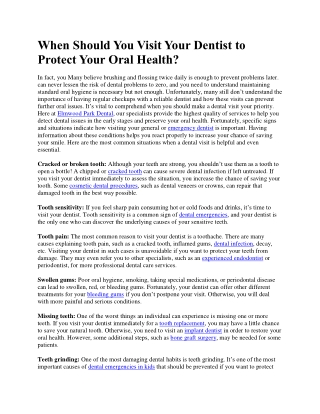 When Should You Visit Your Dentist to Protect Your Oral Health