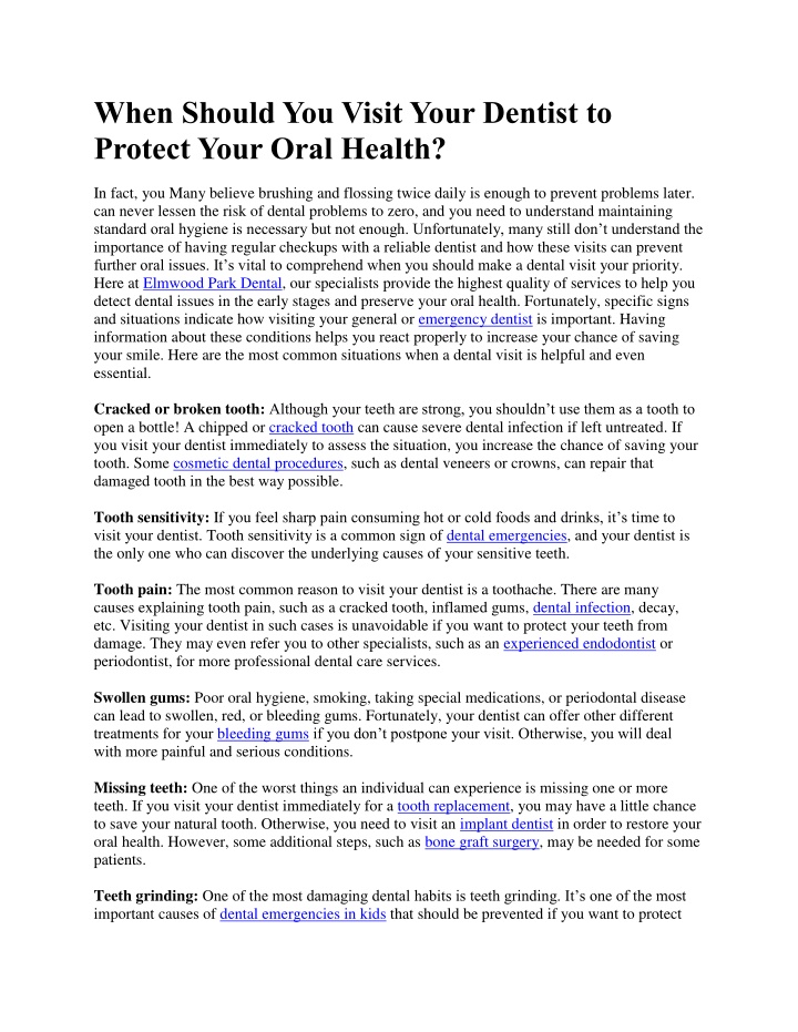 when should you visit your dentist to protect