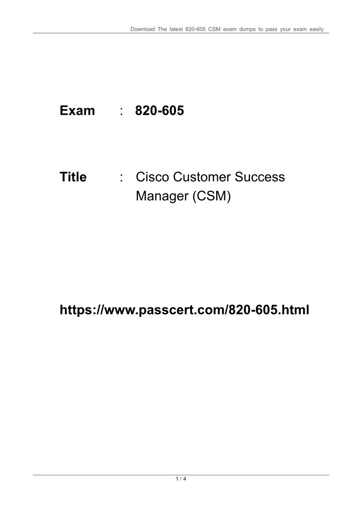 download the latest 820 605 csm exam dumps