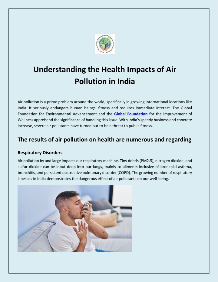 understanding the health impacts of air pollution