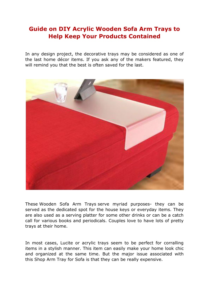 PPT Guide on DIY Acrylic Wooden Sofa Arm Trays to Help Keep Your