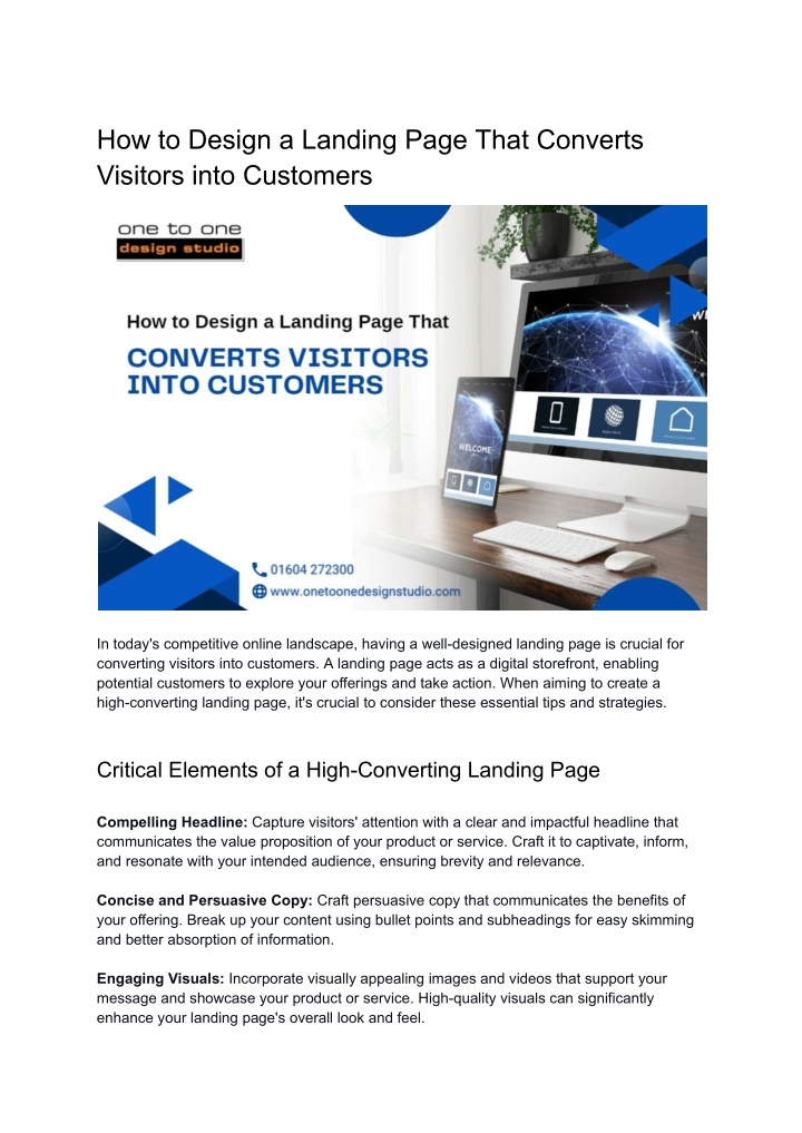 how to design a landing page that converts