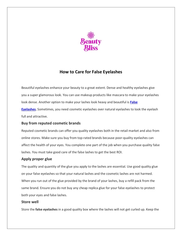 how to care for false eyelashes