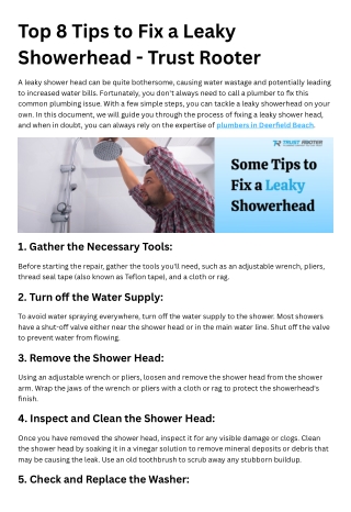 Top 8 Tips to Fix a Leaky Showerhead - Trust Rooter