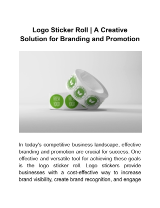 Custom Roll Stickers | Industrial goods Identification Solution