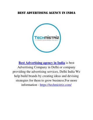 Best Advertising agency in India